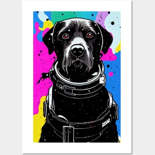 Old astronaut black lab portrait Posters and Art